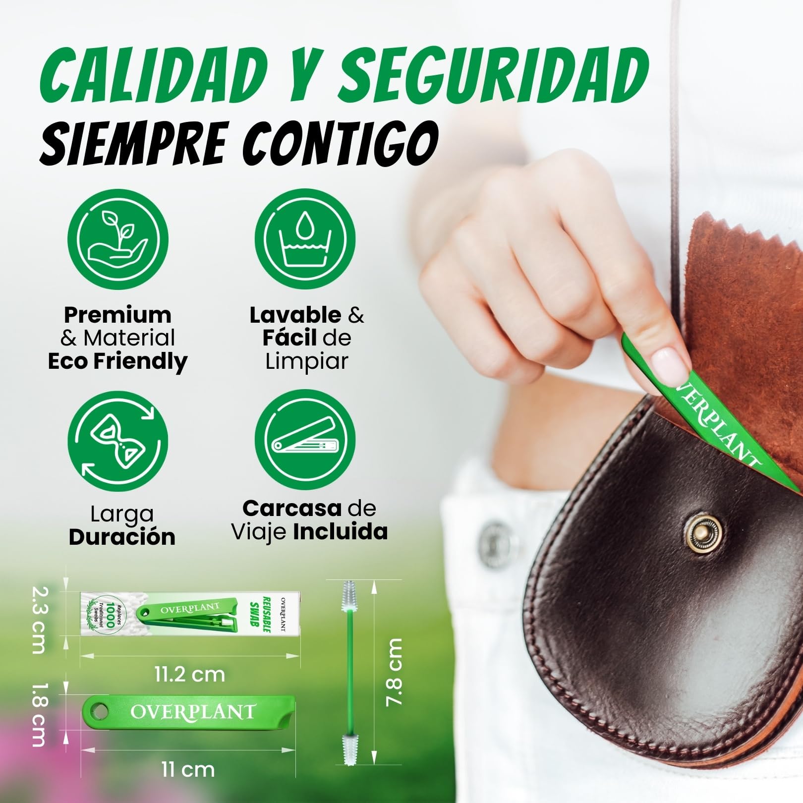 Bastoncillo Oídos Reutilizable OVERPLANT® | Hisopo Algodón Silicona | Alternativa Sostenible | Cero Residuos & Fácil de Limpiar | Q-Tips Reutilizables | Limpieza de Oídos | Incluye Estuche Viaje