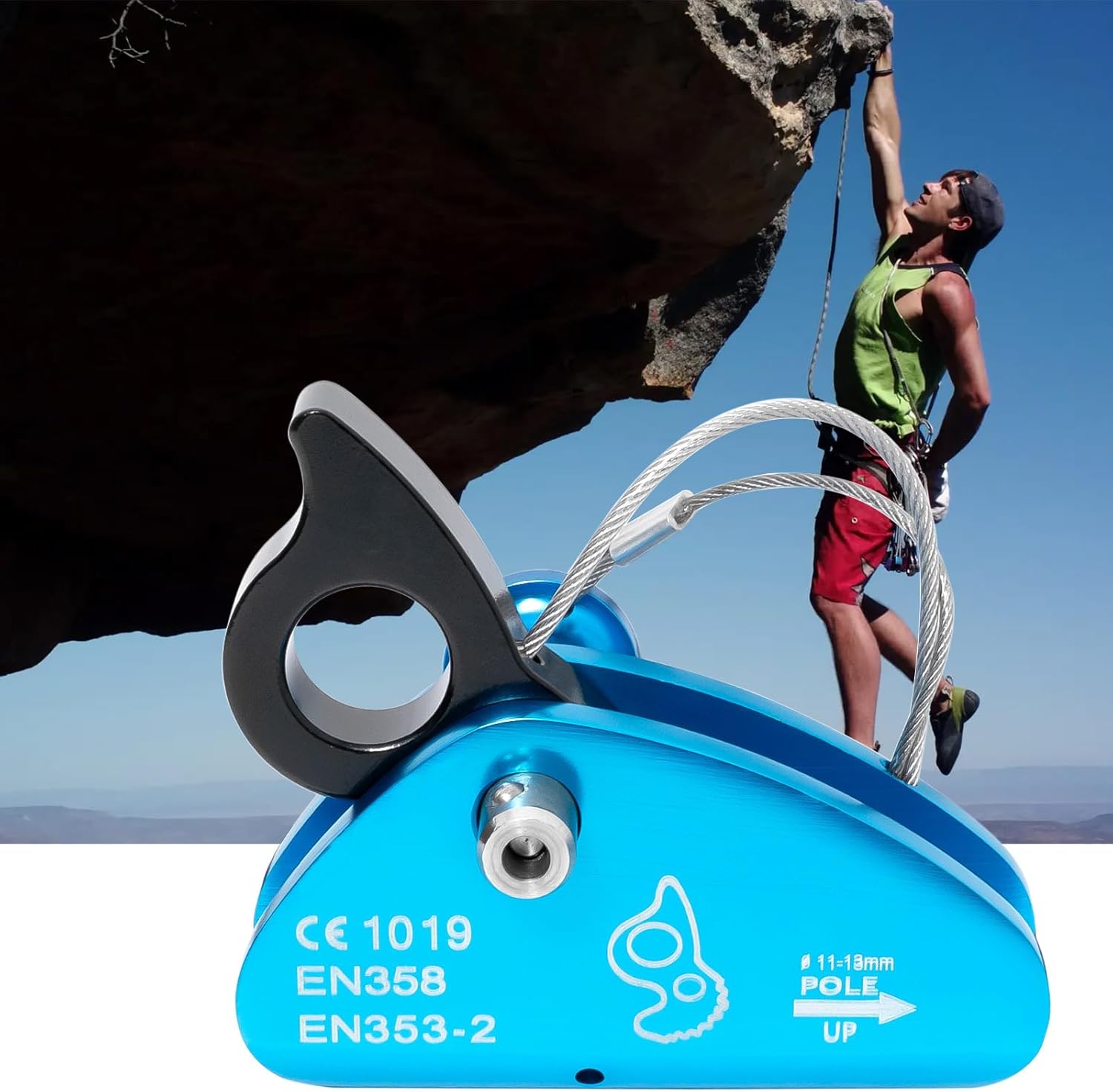 Detachable Rope Grab Ascender, Gravity Grabber Fits 11-13 MM Rope, 15 KN Load Capacity, Ideal for Rock Climbing, Tree Climbing and Rescue