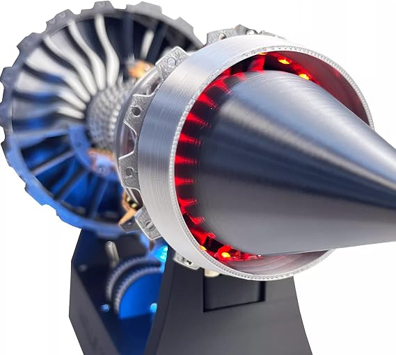 TR900 Turbofan Engine Model for Adults, Pre-Assembled Motorised Aircraft Turbojet Engine with LED Lights & Adjustable Speed, 28cm Mechanical STEM Toy, Aviation Collectible Desk Decor Gift