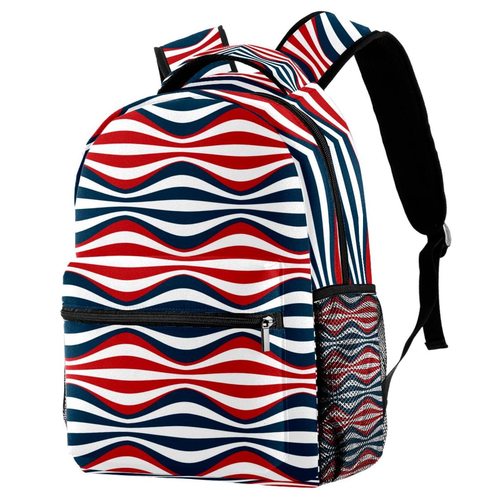Sac à dos de voyage à rayures pour campus et loisirs - 7