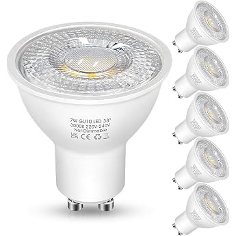 Flaspar GU10 LED Warm White Lamp 7 W 3000 K 600 Lumens Warm White Bulbs Replaces 60 W Halogen Bulbs Beam Angle 38  Reflector Lamps Not Dimmable LED Bulbs Pack of 6