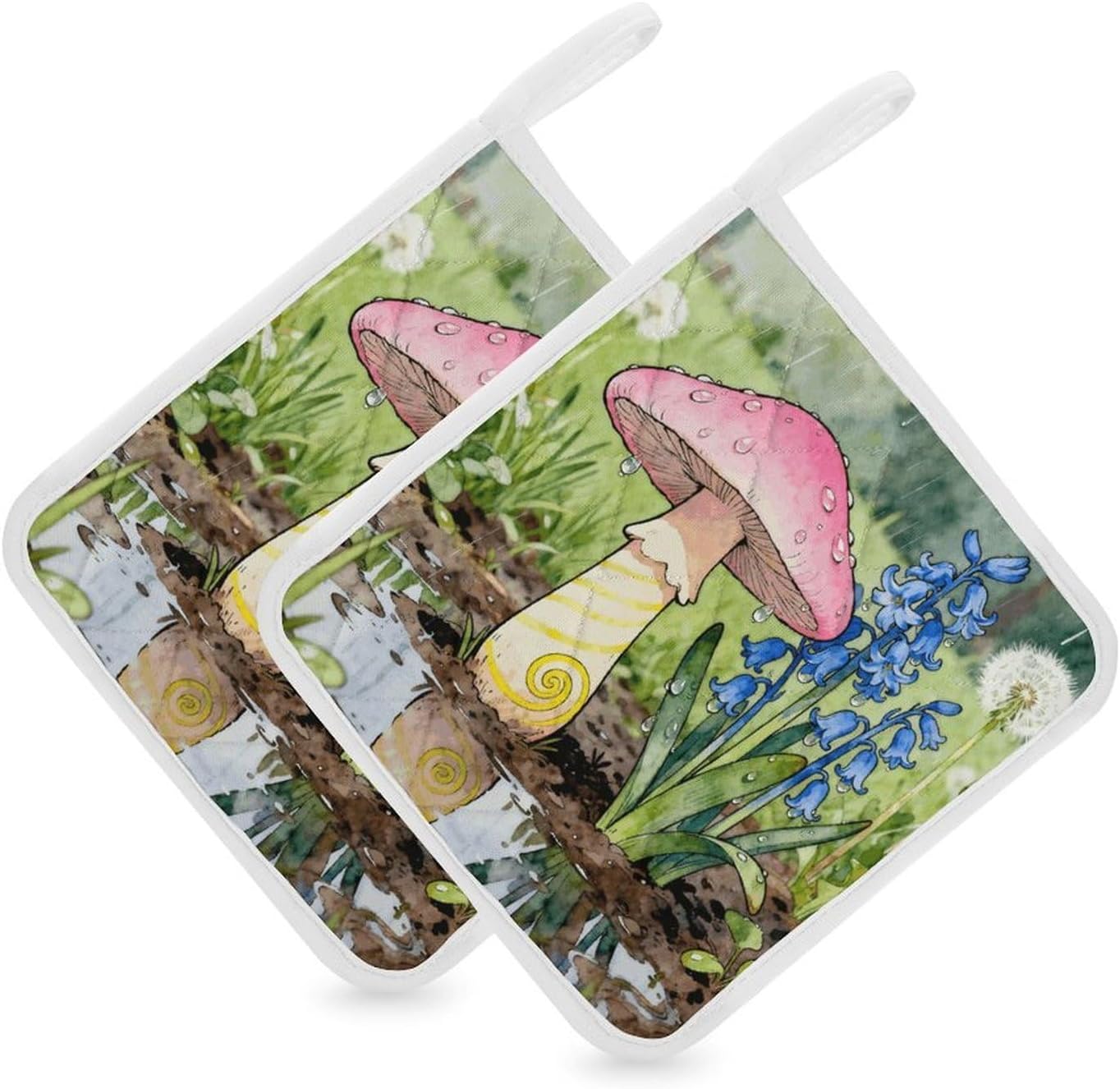 Mushroom Floral Polyester Heat Resistant Pot Pad Non Slip Anti Scald Hot Dish Mat Reusable Table Protector for Kitchen Hot Pot Mat Wear Resistant Heat Proof Table Pad for Countertop Dining Room