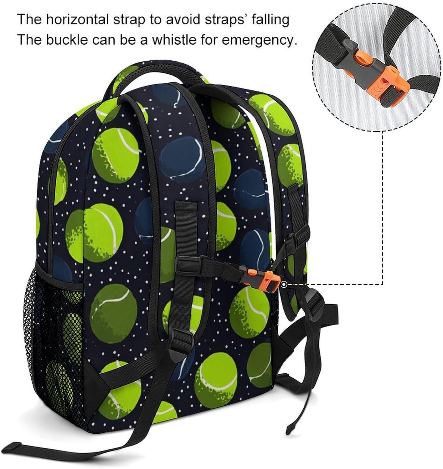 Tennis Balls Polka Dots Unisex Backpack Casual Daypacks Lightweight Shoulders Bag for Camping Hiking Travel