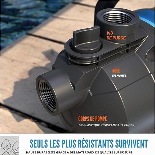 Güde Pompe de jardin GP 6035 (600 W, débit max. 3200 l/h, hauteur d'aspiration jusqu'à 7 m, filetage de raccordement 1" IT, pompe à jet pour l'arrosage du jardin) - 3