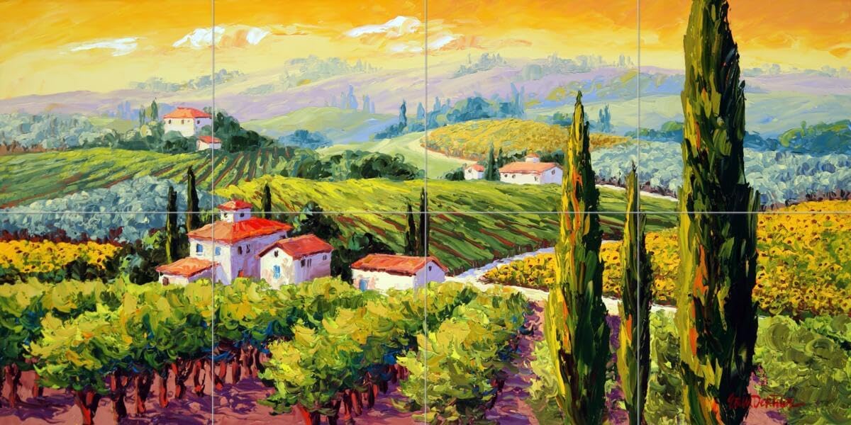 Ceramic Backsplash Tile Mural Tuscany Scene Tuscan Italian Theme Kitchen/Bathroom - Layer Upon Lucious Layer - Erin Dertner