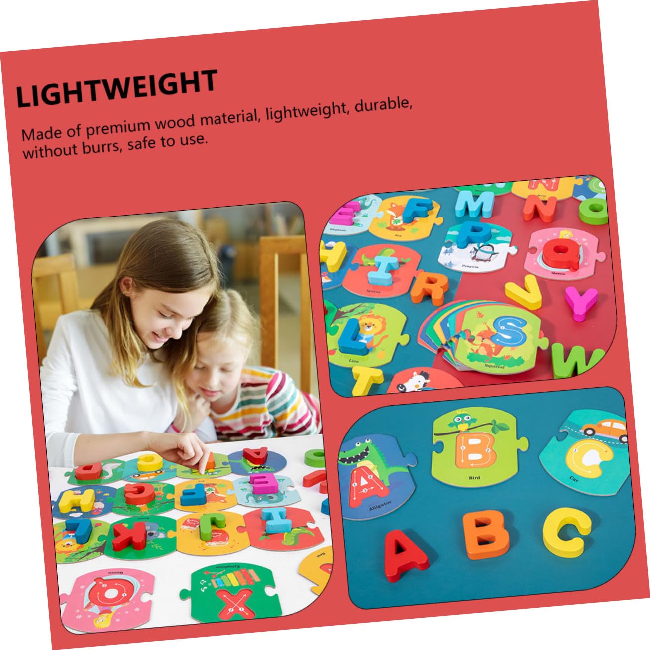 BESPORTBLE Educativo de Cartas y Puzles de Madera para Aprendizaje de Letras y Palabras Inglés Juguetes Interactivos para Niñas Didáctico Seguro y Pulido para Desarrollo Temprano
