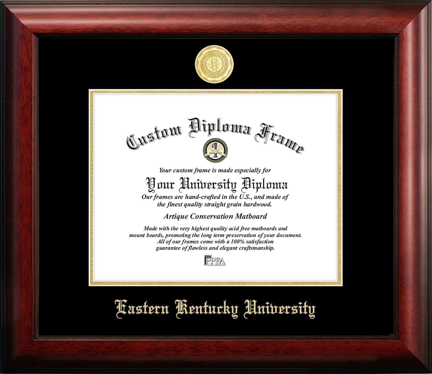 Campus Images KY999GED Eastern Kentucky University Embossed Diploma Frame, 8.5" x 11", Gold