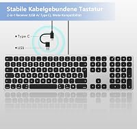 seenda Vezetékes Háttérvilágítású Mac Billentyűzet, USB és Type C Csatlakozással, Német QWERTZ Kiosztással, Apple iMac, MacBook Pro/Air Komp 2