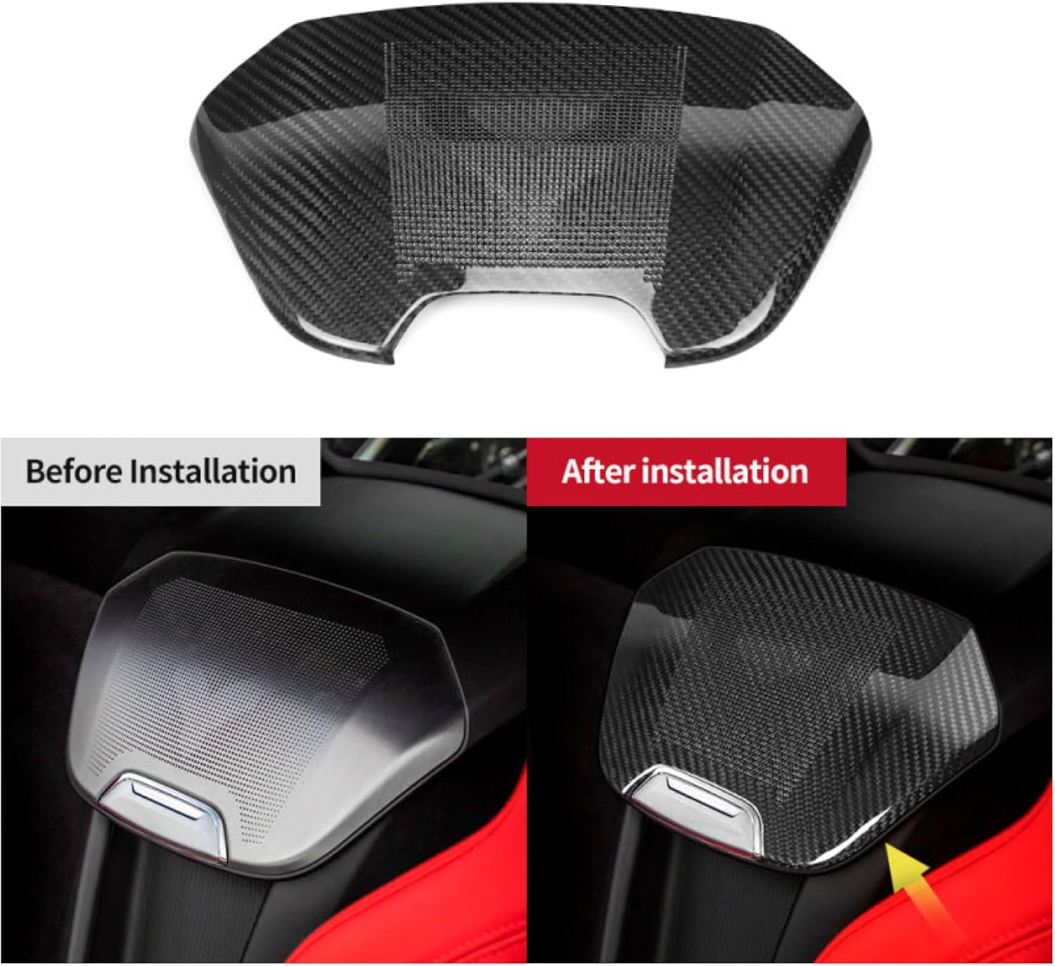 Corvette C8 Real Carbon Fiber Waterfall Cover fits 2020-2026 Interior Trim Accessories (Speaker Lid Only)