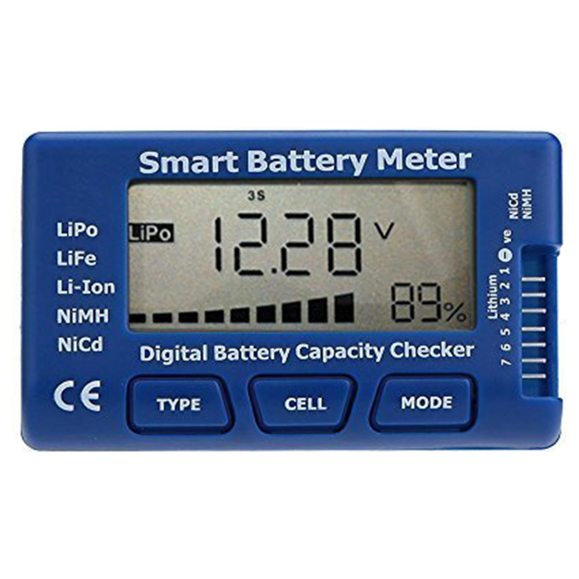 MaximalPower 5-in-1 Battery Meter Battery Capacity Checker, Voltage Tester, Intelligent RC Cell Meter Digital Battery Checker Battery Balancer for