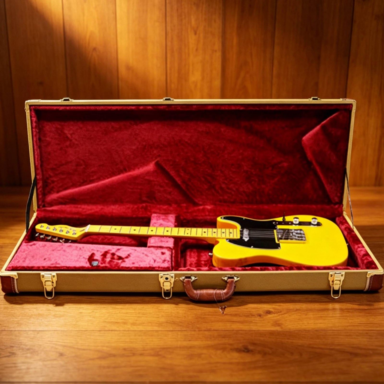 Gralara Custodia con Imbottitura Spessa Interno Morbido Forma Squadrata per Viaggio, Custodia Rigida Per Chitarra, Array, Marrone Chiaro Con Finiture Marroni