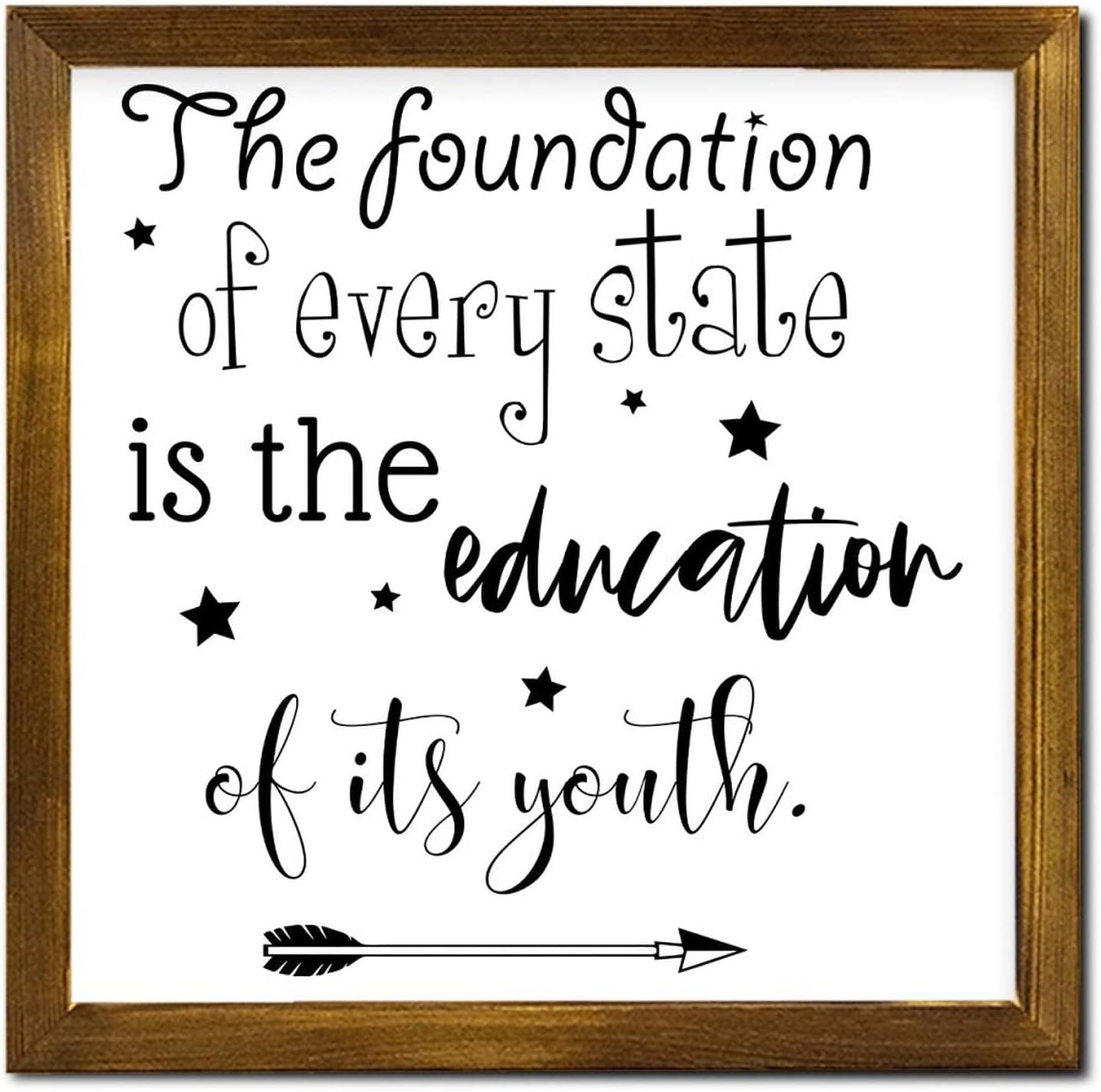 The Foundation of Every State Framed Wooden Sign Quote Sayings Wood Plaque Sign Retro Wall Art Hanging Farmhouse Decoration Plaque for Home Bedroom Living Room Bathroom Housewarming Gift 12x12 Inch