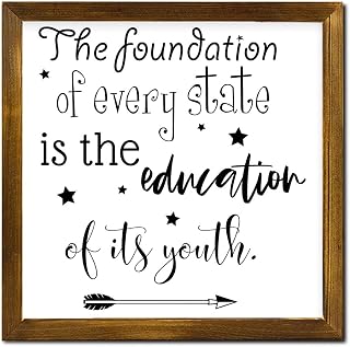The Foundation of Every State Wood Framed Sign Quotes Saying Wood Plaque Sign Farmhouse Wood Home Wall Decorative for Home Family Living Room Bedroom 7x7 Inch