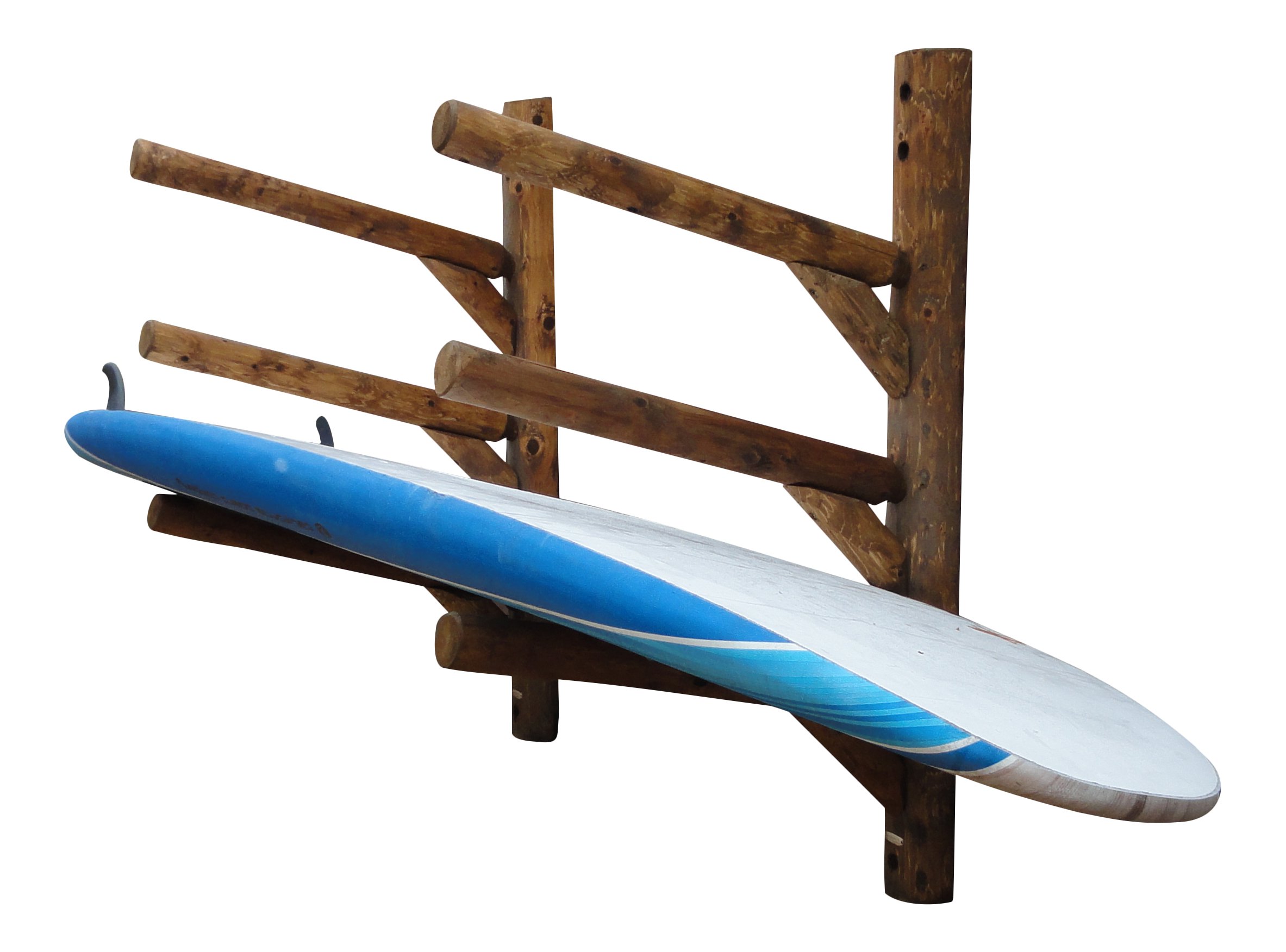 Log Kayak Rack - 3-Place Wall-Mounted SUP/Surfboard Racks, Garage Storage, Outdoor Storage, Garage Wall Storage, Storage Racks, Surfboard Wall Mount, Paddleboard Wall Rack, SUP Boat Rack -Canyon Brown