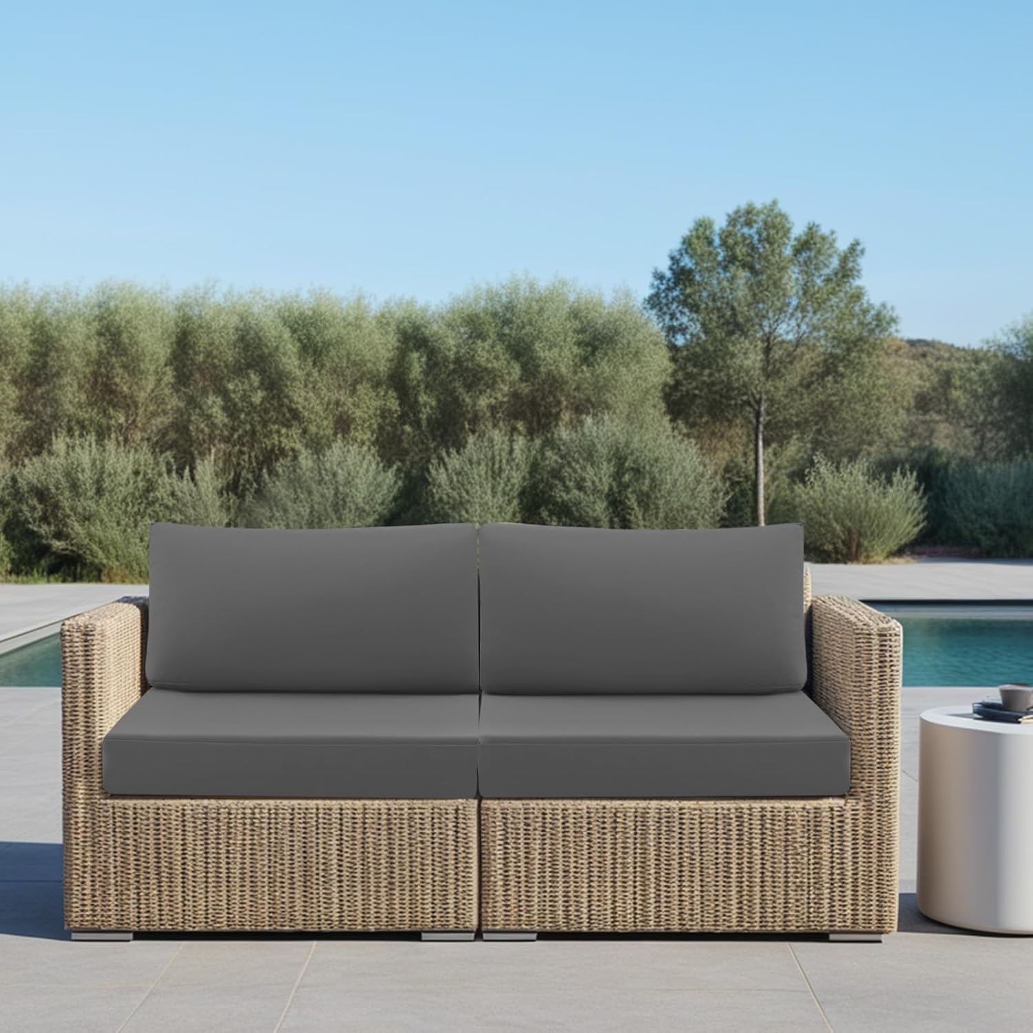 idee-home Outdoor Cushions for Patio Furniture, Outdoor Seat Cushion, Waterproof Hampton Bay Deep Seat Replacement Couch Chair Cushions for Garden Lawn Backyard Deck, 26.5 x 26.5 Dark Grey