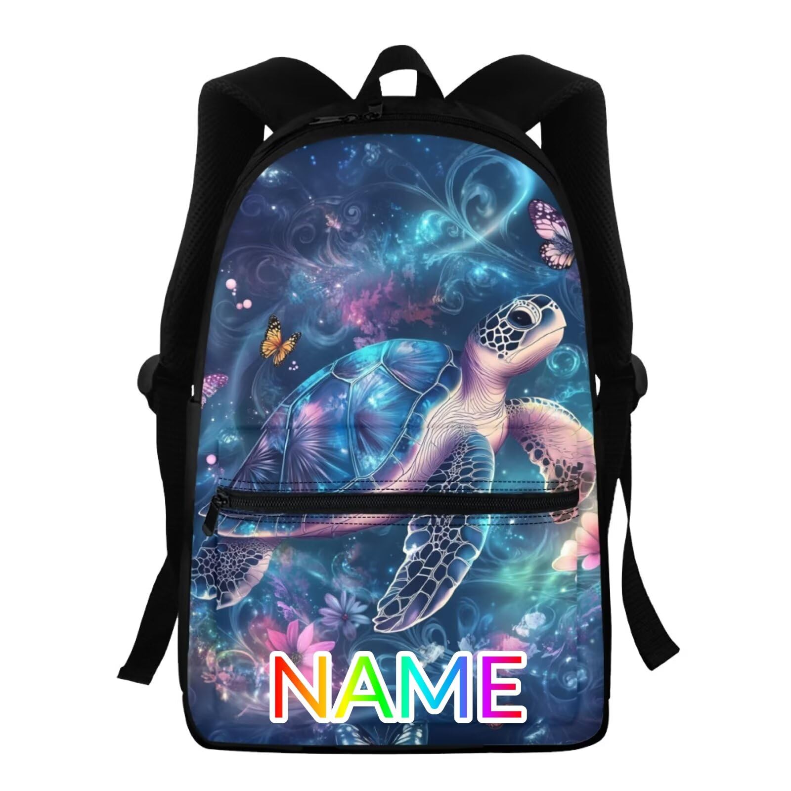FOR U DESIGNS Sea Turtle Blue Elementary School Backpacks for Girls 7-8 Ergonomic 15 Inch Kids Custom Book Bag Spacious Personalized Bookbag with