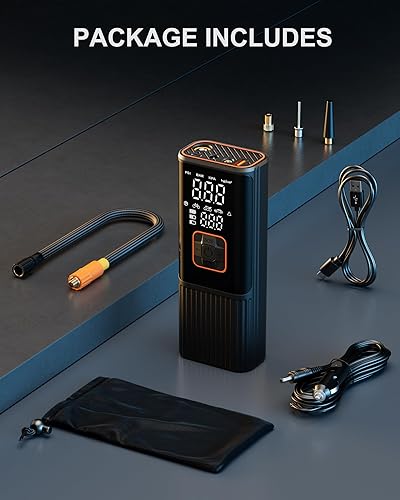 Miniatura 8 de Compresor de aire portátil para inflador de neumáticos, compresor de aire portátil 6 veces más rápido de 180 PSI, bomba de aire con manómetro -