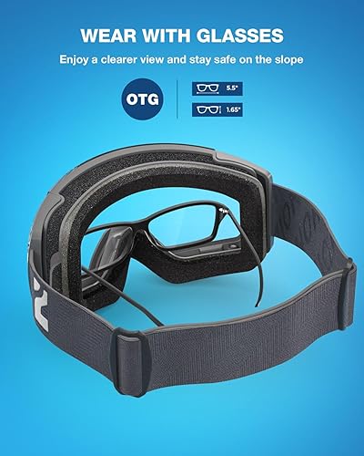 Miniatura 6 de ZIONOR X4 - Gafas de esquí y snowboard con imán de doble capa, diseño esférico antivaho, protección UV, correa antideslizante para hombres y A0-vlt