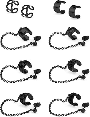 SCERRING Ear Cuff Fake Lip Helix Cartilage Clip On Wrap Earrings Non Piercing Earring Jewelry Set For Women Stainless Steel 10PCS
