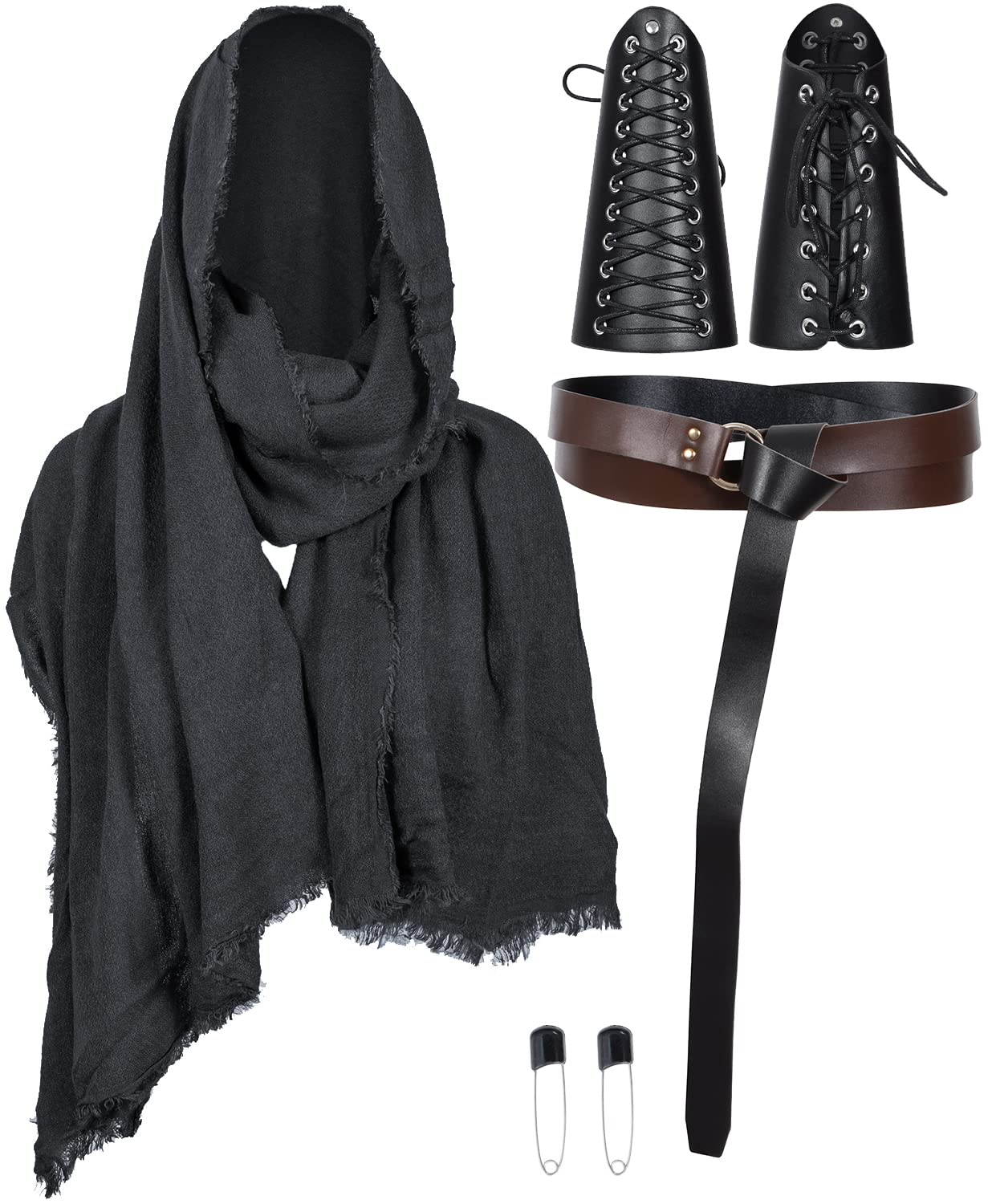 Medieval Knight Leather Belt Shawl Men Renaissance Half Shoulder Cape Scarf Buckle Bracers Retro Accessories(Type4)