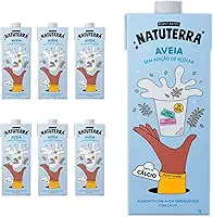 Leite Vegetal de Aveia 1L Natuterra | Bebida Vegetal sem Lactose, sem Glúten, sem Soja, 100% Plant Based, Fonte de Cálcio | Caixa de 6 Unidades