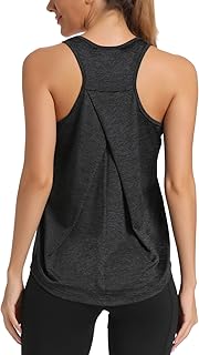 HLXFHB Workout Tank Tops for Women Gym Exercise Athletic Yoga Tops Racerback Sports Shirts (Black, Medium)