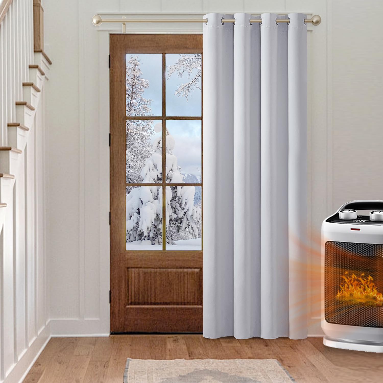 MIULEE Cortinas Salon Opacas Cortinas Dormitorio Modernas Cortinas Anti Luz, Habitacion Cortinas Termicas Aislantes Frio y Calor, Fuerte y Suave Ventana Cortinas Gris Blanco 140x245 CM (1 Piezas)