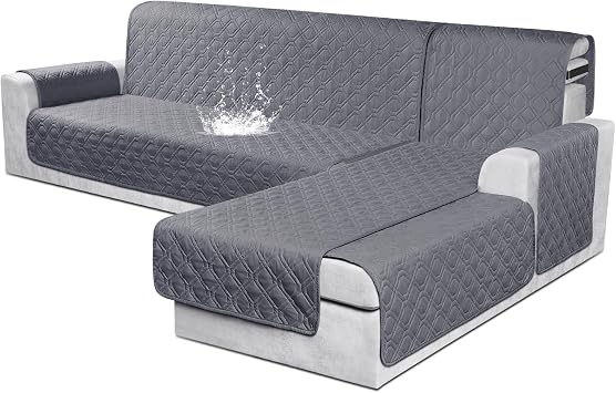 VANSOFY Sectional Couch Covers, L Shaped Sofa Slipcover,Large, Dark Gray