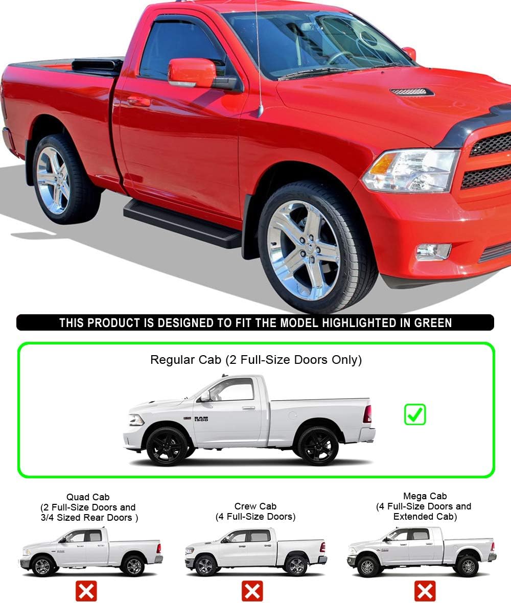 Compatible with Ram 1500 2009-2018 Regular Cab & Ram 2500 3500 2010-2026 (Nerf Bar Side Steps) 6" Black Eboard Running Boards