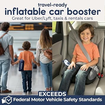 UberBoost Inflatable Booster Car Seat, Travel Booster Seat, Graphite Black