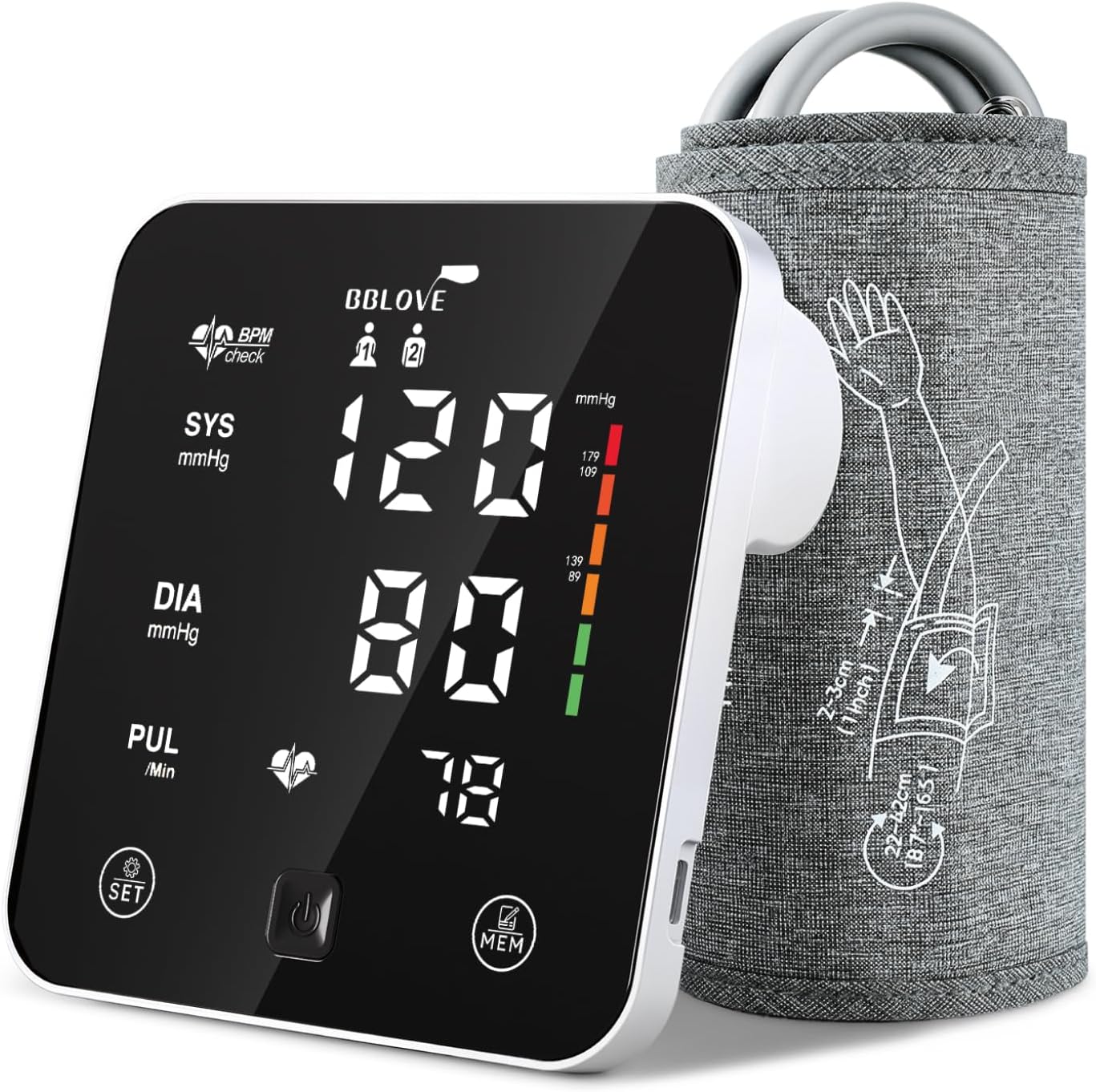 Blood Pressure Monitor, Blood Pressure Monitors for Home Use Upper Arm, Adjustable Blood Pressure Cuff 9-17″, Automatic Blood Pressure Cuff 2 Users 180 Sets Memory
