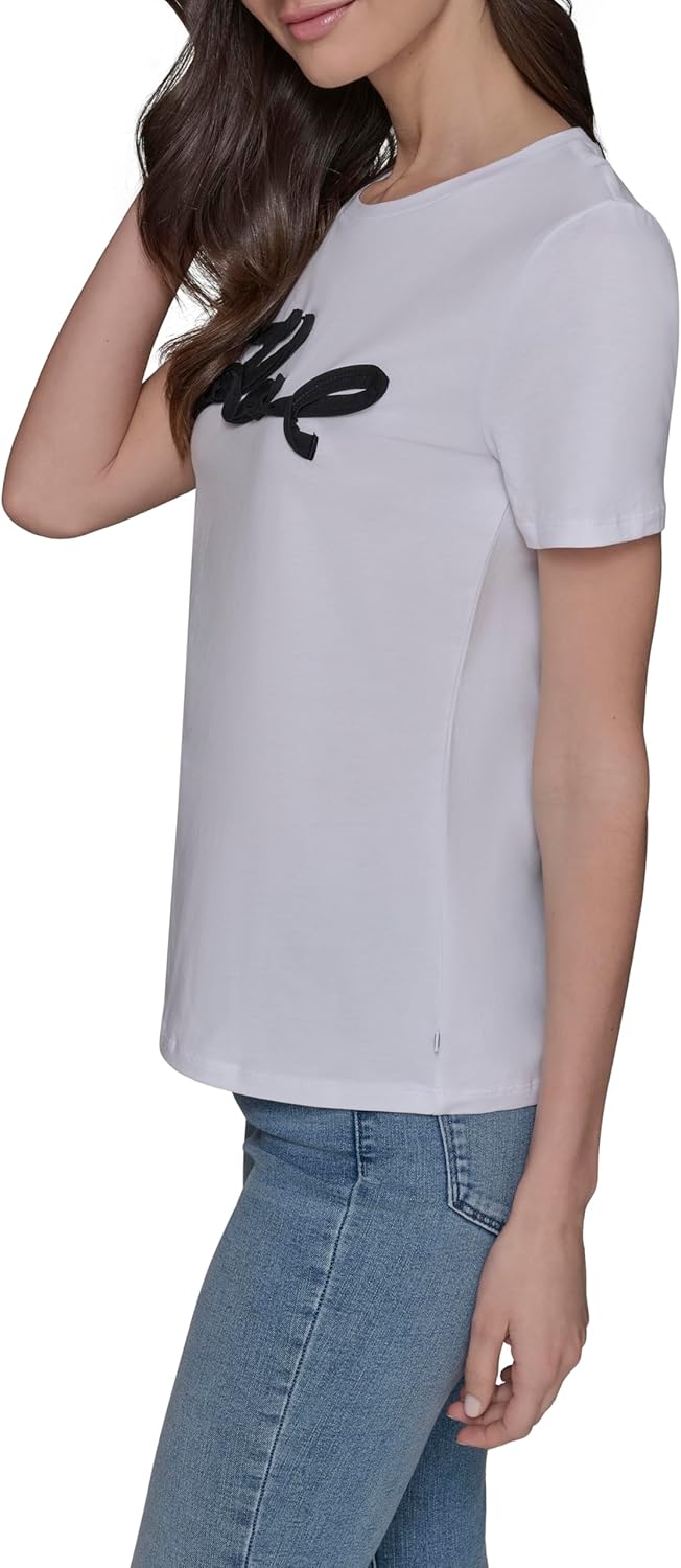Karl Lagerfeld Womens Soft Everyday Logo Casual T-Shirt - Image 3