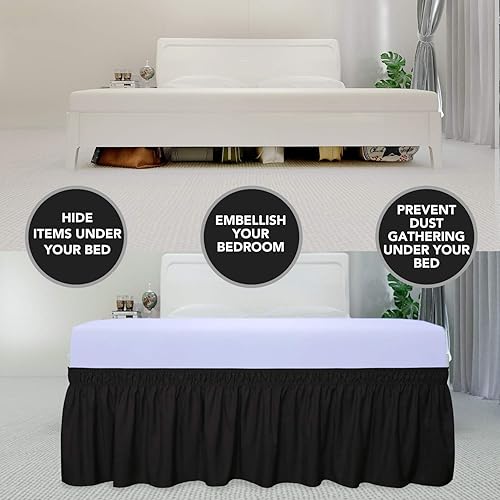 Miniatura 3 de PureFit - Faldón de cama con vuelos y correa elástica ajustable, 18 pulgadas de caída, fácil de instalar, sin arrugas, para cama tamaño Queen, King