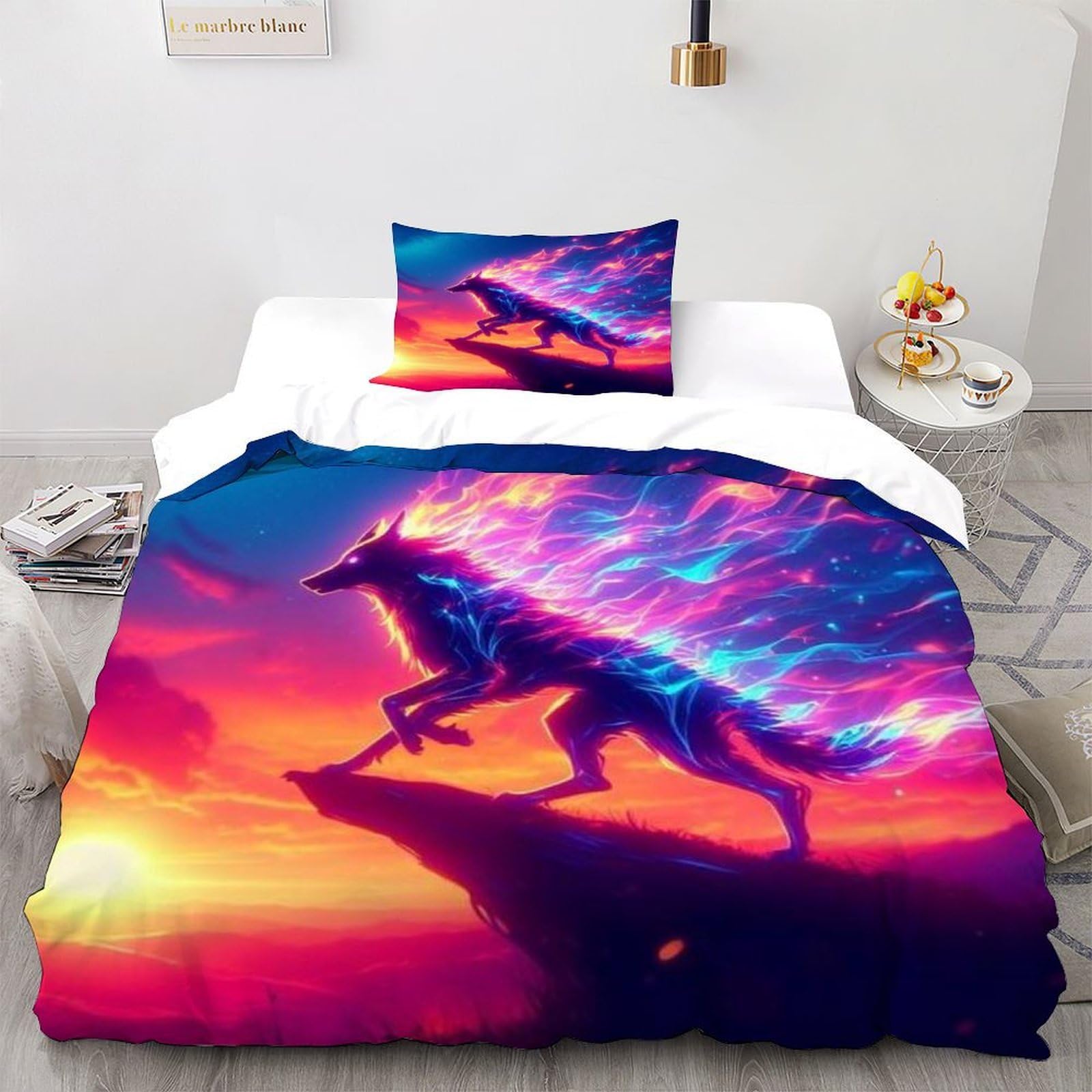 Housse de couette loup sauvage idée cadeau originale pour anniversaire ado et enfant