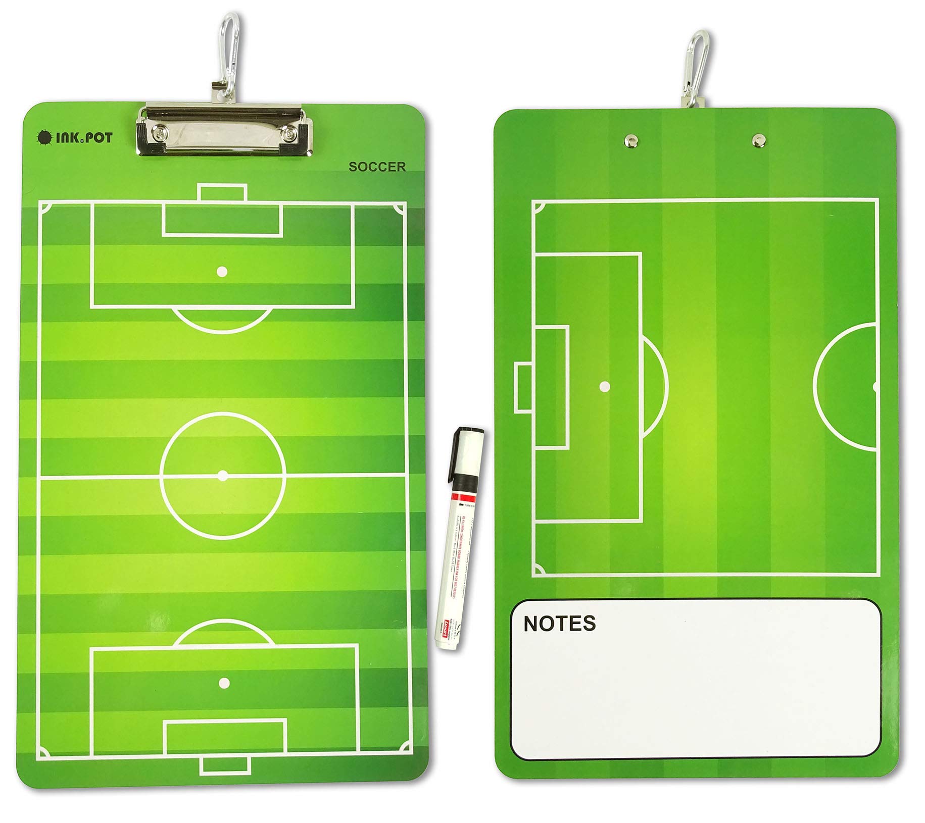 Inkdotpot Coaches Board Dry Erase Double Sided Coaches Clipboard with Marker & Eraser for Soccer,Lacrosse Women,Lacrosse,Base Ball,Ice Hockey,Football,Basketball