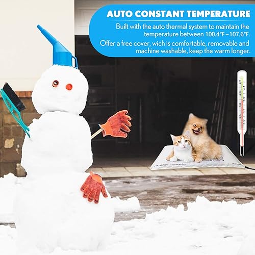 Miniatura 4 de Almohadillas de calefacción para mascotas al aire libre para perro, manta eléctrica suave control de temperatura automático, superficie calentada