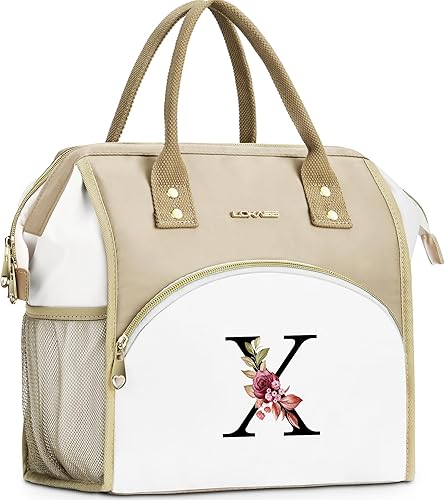 Miniatura 29 de Lonchera con inicial para mujer, lonchera térmica para niñas, lonchera grande para adultos, a prueba de fugas, para el trabajo de picnic, bolsa de