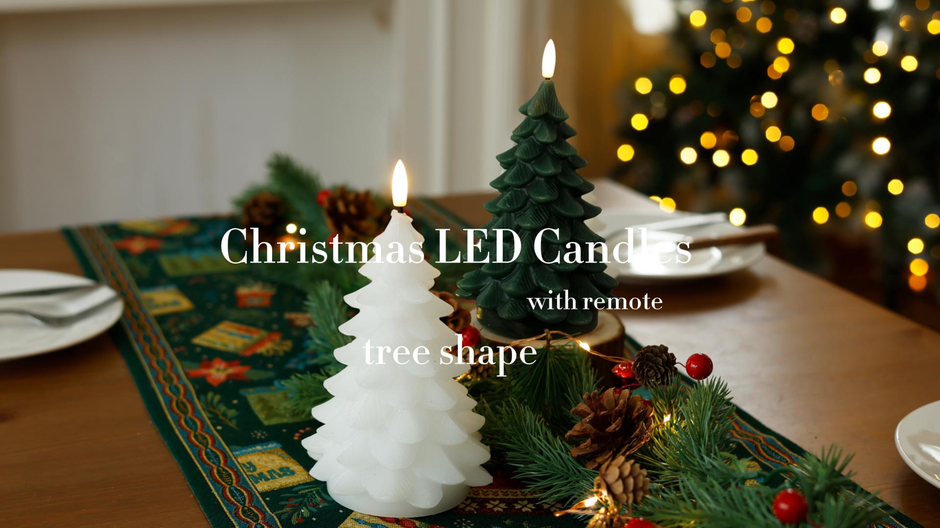 Image of Christmas Tree Candles with Remote, White Flameless Candle Battery Operated