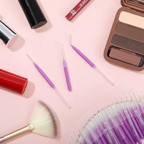 Miniatura 7 de Lallisa 100 piezas de microcepillo para cejas con tapa de rímel para laminación de cejas multifuncionales, microbobinas, cepillo de pestañas,