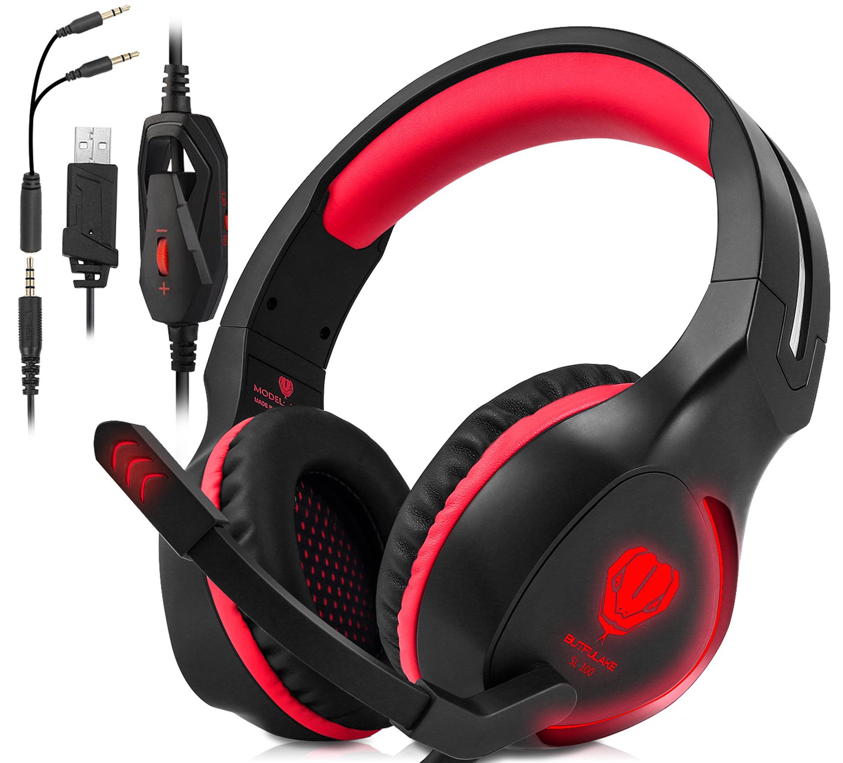 PS4 Gaming Headset, 3.5mm Wired Gaming Headphones with LED Light for PC Stereo Gamer Headphones