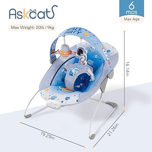 Miniatura 2 de Baby Bouncer - Asiento relajante para bebé, portátil, con música, plegable, para uso en interiores y exteriores, para bebés de 0 a 6 meses, 6 a 20