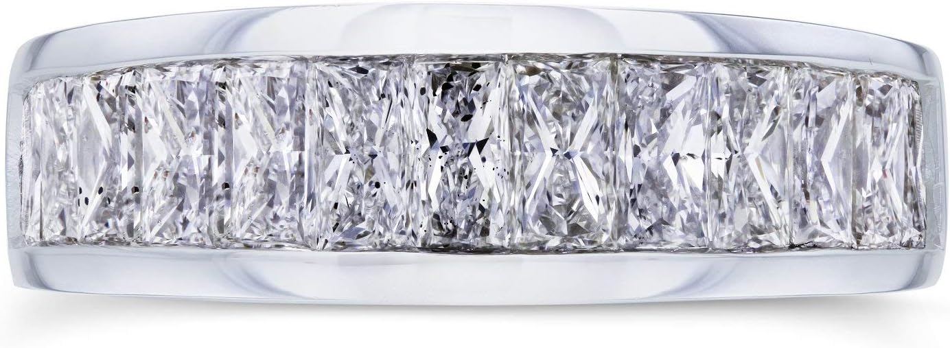 Princess Baguette Diamond Wedding Band 2 1/4 CTW 14k White Gold
