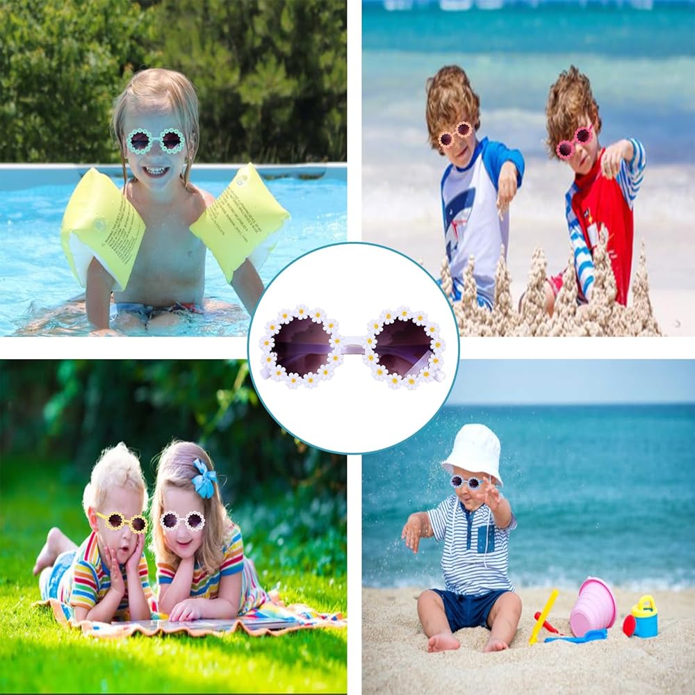 Occhiali Da Sole Bambini A Forma Di Margherita - 6 Pezzi Colorati Con Protezione UV Per Spiaggia E Gioco - Foto 5