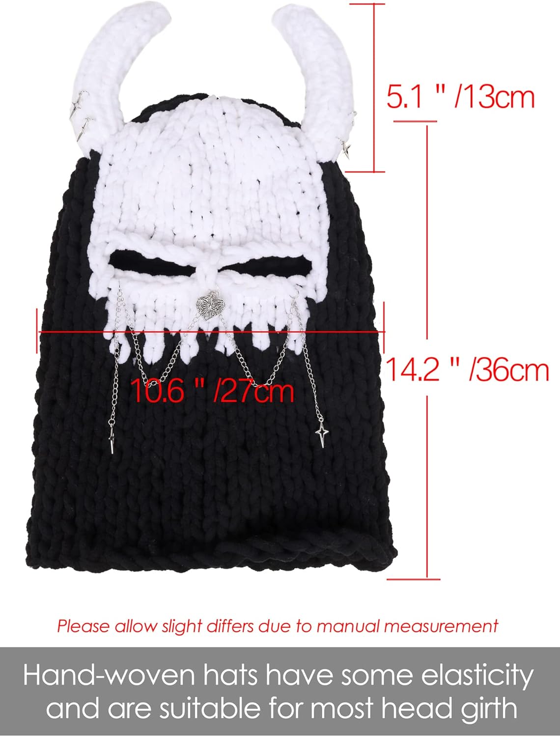 DAZCOS Knitted Balaclava Hat Beanies Devil Horn Head Mask Full Face Cover Ski Mask for Women and Men - Image 3