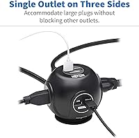 Vista 36 de Tripp Lite TLP66USB - Torre protectora de sobretensiones con puertos USB, 1200 julios, 5 tomas, 3 puertos USB, cable de extensión trenzado