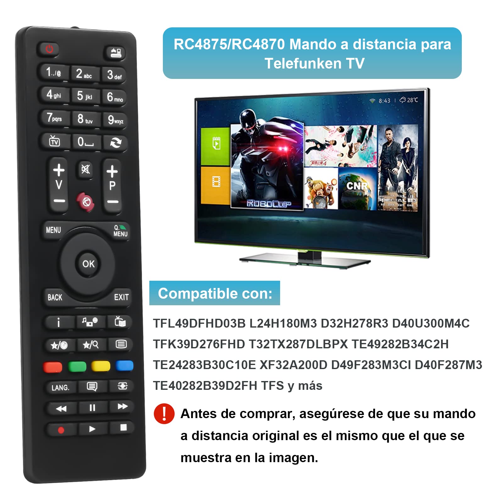 ᐅ Mando A Distancia Para TV TELEFUNKEN [SAGA HD 229 B13 USB