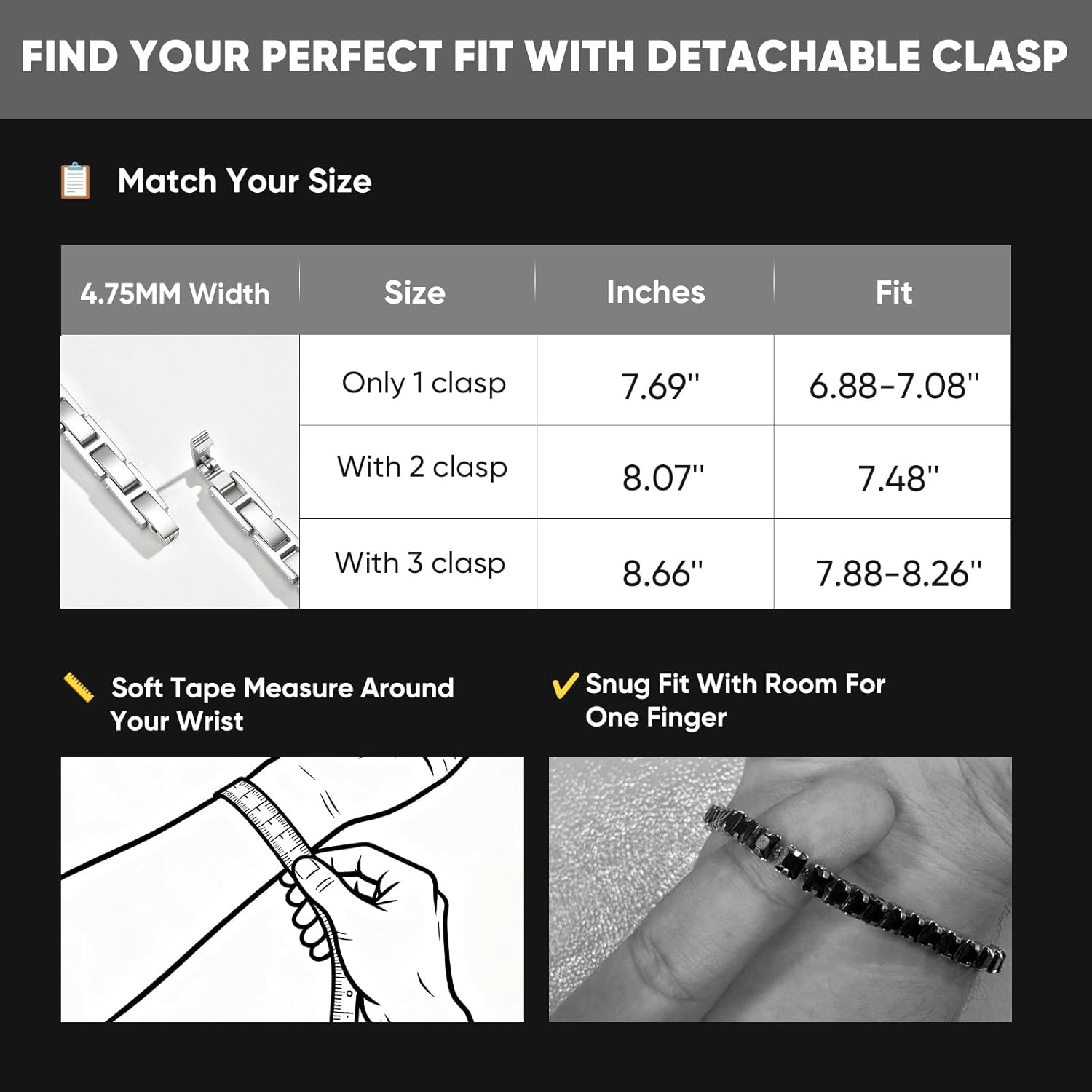 Men's Cubic Zirconia Tennis Bracelet : Sparkling 5A Diamond-liked Link Chain Bracelets,Adjustable Stainless Steel Handchain for Men,Stacked Iced Out Rhinestone Jewelry,Gift for Husband,Boyfriend