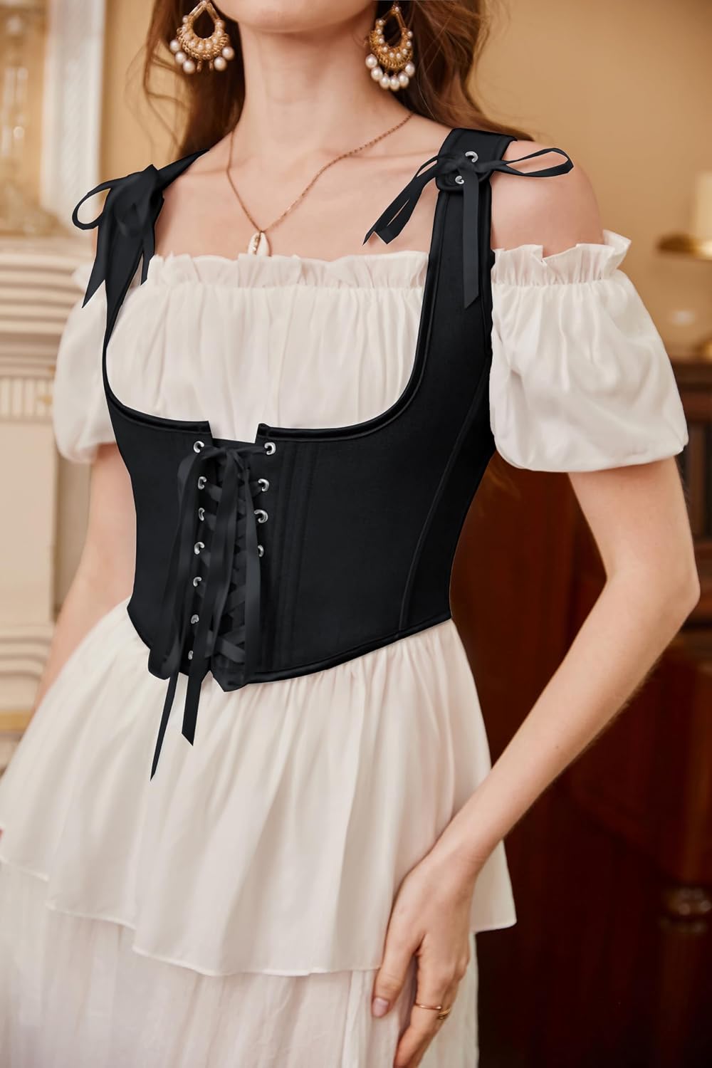 SCARLET DARKNESS Renaissance-Korsett Mit Blumenprint – Unterbrust-Mieder Mit Schnürung, Für Cosplay, Hochzeit & Alltag