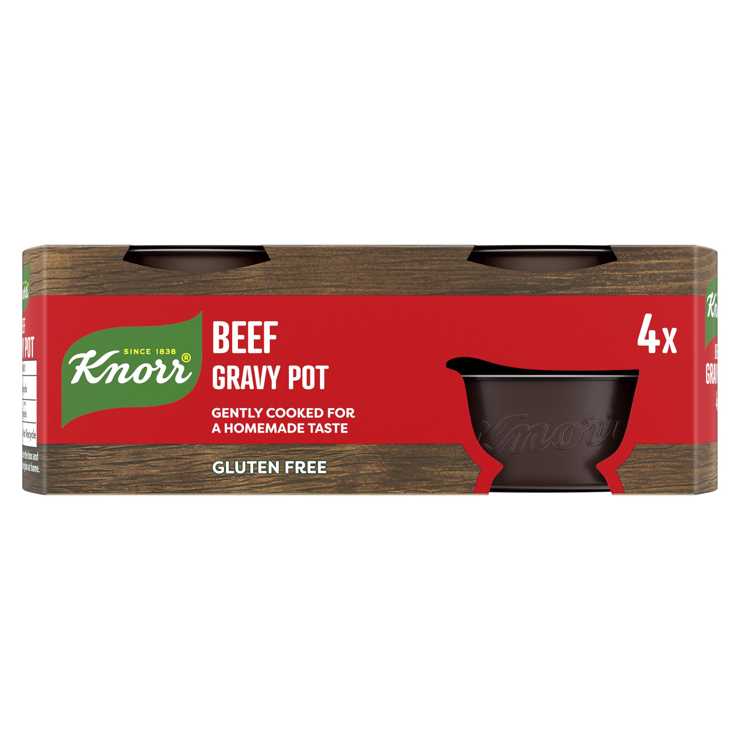 Knorr Beef Gravy Pot Gravy Free from Gluten, Artificial Colours and Preservatives Gently Cooked for a Homemade Taste 4x 28 g