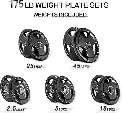 Miniatura 40 de RitFit Weight Plates for Barbell, 2-Inch Olympic Rubber Grip Plates for Weightlifting and Strength Training in Home & Gym, Single, Pair and Sets
